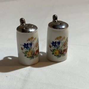 Floral Porcelain Salt & Pepper Shakers - Yellow, Blue, Green, Brown